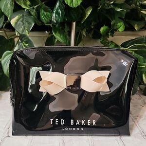 Ted Baker Black Cosmetic Bag with Cream Bow